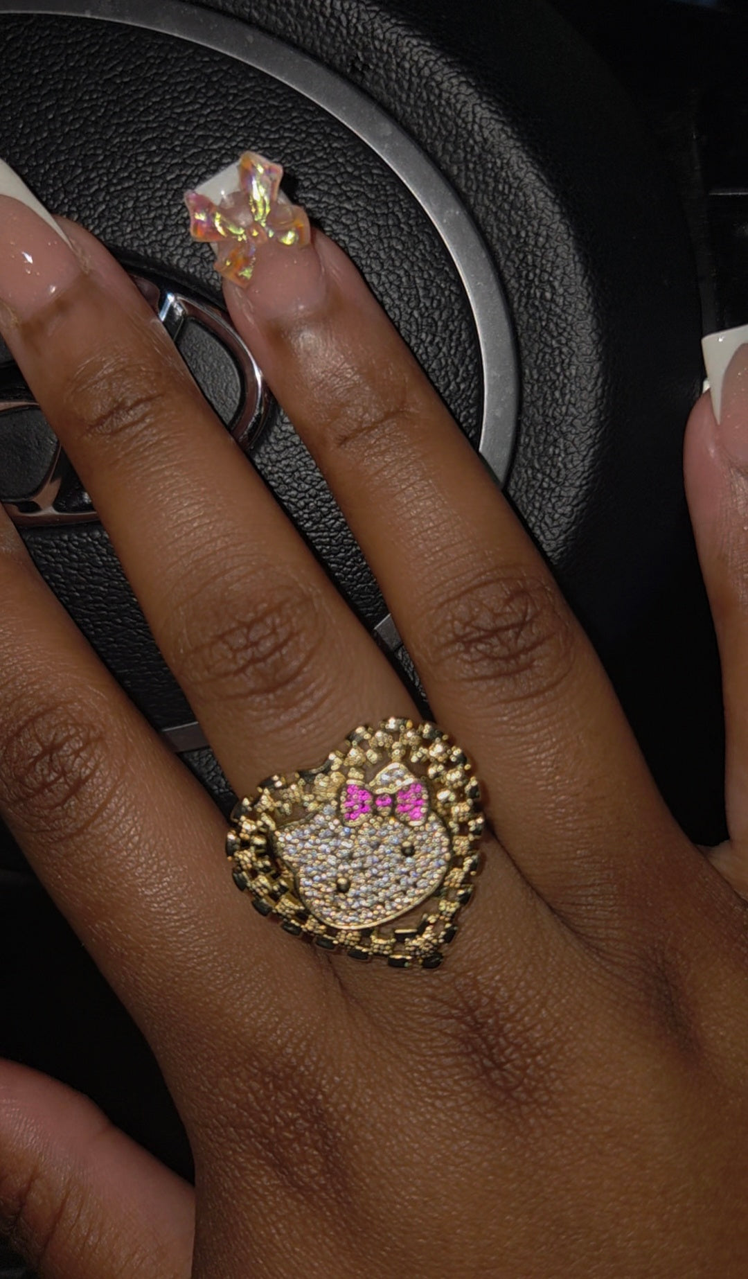 HK Pink Bow Rollie Ring
