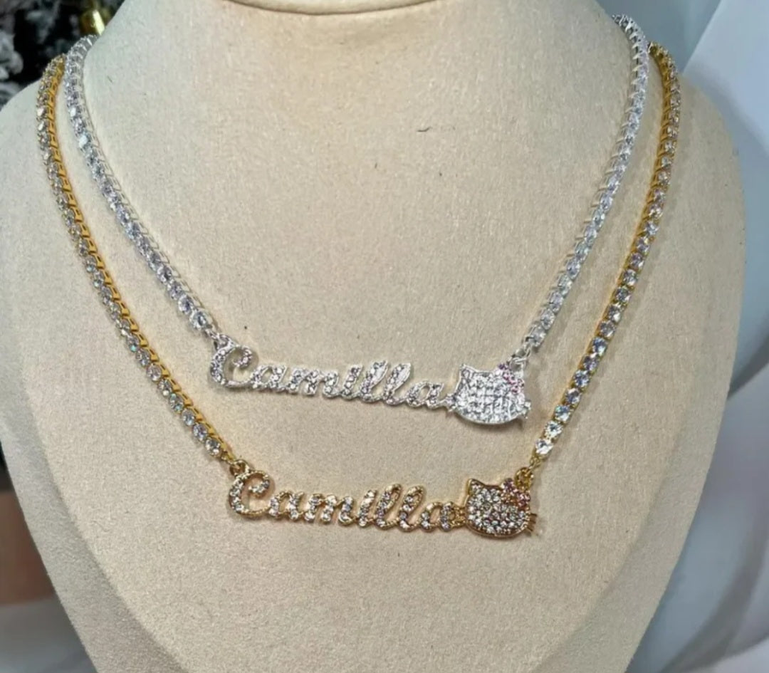 Custom Blinged Out HK Kitty Necklace